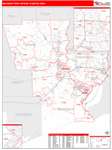 Beaumont-Port Arthur Wall Map Red Line Style